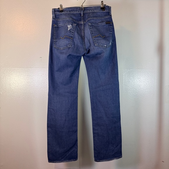 7 For All Mankind Austyn Relaxed Straight Leg Distressed Jeans - Size 31 - Picture 4 of 6